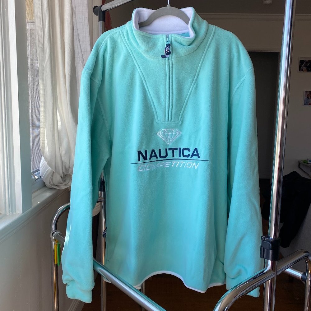 NEW RARE Diamond Supply Co X Nautica Men Light Blue XXL Zip Fleece Sweater